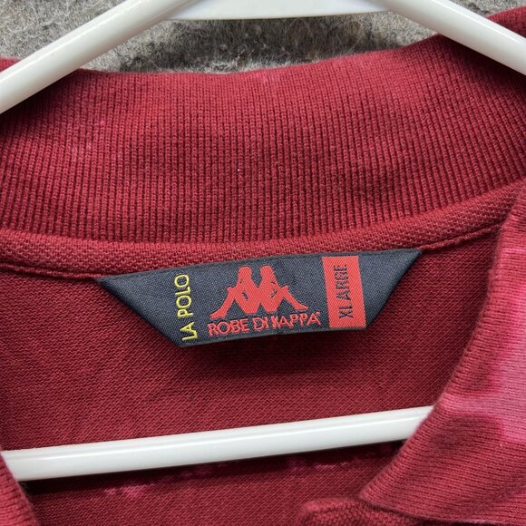 Robe Di Kappa Roma Polo Shirt Mens XL Maroon Italy Flag Soccer Chenille - Picture 5 of 11